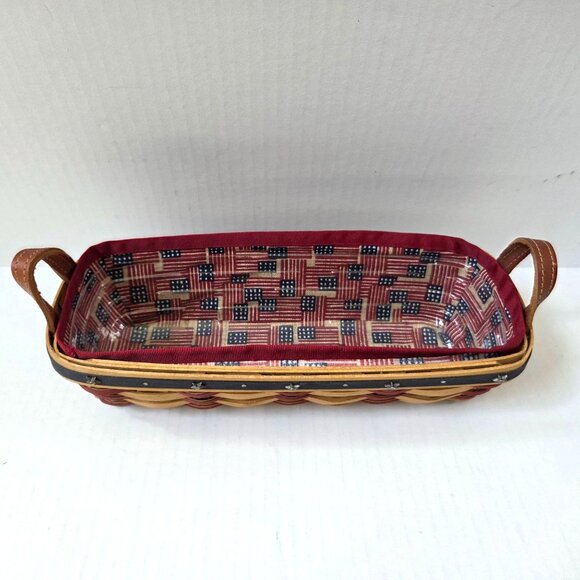 Longaberger Proudly American Cracker Basket Old Glory Liner Protector Set NWOT - Picture 2 of 7
